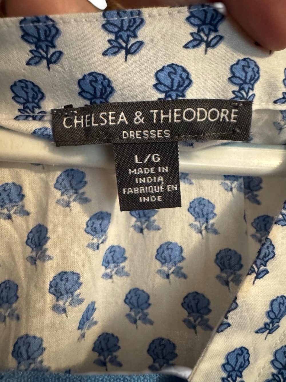 Blue and White Tiered V-Neck Maxi Dress - Picture 5 of 5